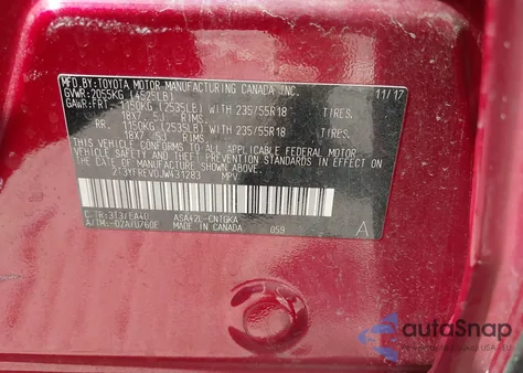 2018 Toyota Rav4 Limited из США, поврежденный, VIN 2T3YFREV0JW431283